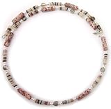 Sterling Silver, Heishi, Smokey Quartz,  Leopard Jasper Memory Wire Choker Necklace Claspless, Easy On  Off