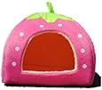 Strawberry Small Cotton Soft Dog Cat Pet Bed House S/m/l/xl (Pink, S)