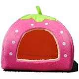 Strawberry Small Cotton Soft Dog Cat Pet Bed House S/m/l/xl (Pink, M)