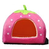 Strawberry Small Cotton Soft Dog Cat Pet Bed House S/m/l/xl (Pink, S)