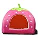 Strawberry Small Cotton Soft Dog Cat Pet Bed House S/m/l/xl (Pink, L)