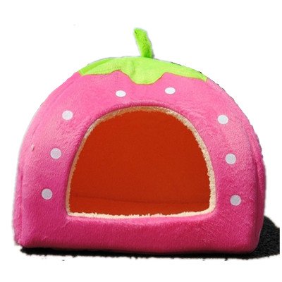 Strawberry cotton soft small dog cat pet bed house s/m/…