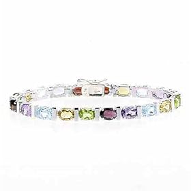 Genuine Multi Colored Genuine Garnet, Citrine, Blue Topaz and Amethyst Silver... by SilverSpeck.com