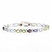 Genuine Multi Colored Genuine Garnet, Citrine, Blue Topaz and Amethyst Silver Tennis Bracelet