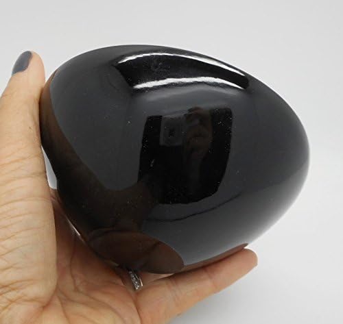 Black Obsidian Hand Carved Gem Stone Bowl Wiccan Spiral Goddess 4" to 4.25"