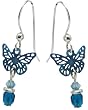Sienna Sky Indigo Blue Butterfly Iridescent Earrings With 925 Sterling Silver Earwires
