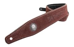 Gaucho Dark Brown Embossed Suede Leather Guitar Strap for Electric/Acoustic/Bass Guitar