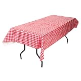 54 x 86 Inch Reusable Plastic Tablecloth Red and White by 