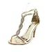 Women's Leatherette Upper Stiletto Heel Pumps Sandals With Rhinestone Wedding Bridal Shoes / Party Shoes (Size: 7 B(M) US/Gold)
