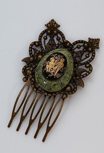 Russian Jade Cameo Victorian Hair Comb