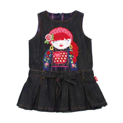 Oilily DOLLY Denim Embroidered Jumper Dress, 3T / 98 EU