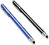 Bargains Depot(2 Pcs) [0.18-inch Rubber Tip Series] 5.5"L Stylus Pens for Touch Screen Devices with 6 Extra Replaceable Soft Rubber Tips -Black/Blue