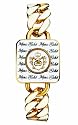 Marc Ecko E10557L1 Unisex Three Hand Analogue movement White Dial with Gold Crest Emblem Polished Gold & White Case & Bracelet
