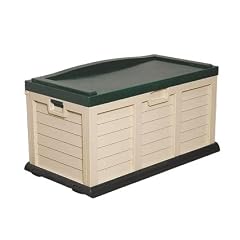 Jumbo Kissenbox Auflagenbox Gartenbox mit Rollen, 400L, Sitzfl�che beige/gr�n oder beige/braun