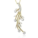 14k Two Tone Gold Flower Drop Diamond Pendant Necklace (HI, I, 0.70 carat)