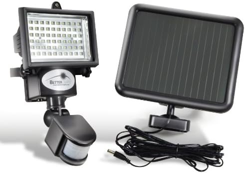 Solar Powered Safety & Security Flood Light - Motion Sensor Detector - SL1 by Better Lights™ - Wireless Outdoor 60 LED Lighting for Yard, Garage, Shed, Porch - Protect Your Home - Quality Construction, 100% Guaranteed.