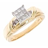 1/3 CT. T.W. Round, Princess Cut Diamond Ladies' Engagement Ring 14K Yellow Gold - Size 7
