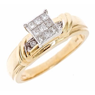 1/3 CT. T.W. Round, Princess Cut Diamond Ladies Engagement Ring 14K Yellow Gold Size 7 411pMuyonfL 1/3 CT. T.W. Round, Princess Cut Diamond Ladies Engagement Ring 14K Yellow Gold Size 7