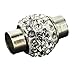 Kumihimo End Cap/ Magnetic Clasp with Crystal Pave Beads, Hole 6.5mm