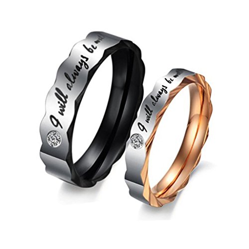 Fashion Plaza Couple Women Men Stainless Steel Ring with Engaved Words I will be always with you TR7TR8