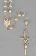 Wedding Rosary - 6mm Genuine Mother-Of-Pearl Beads - 18" Chain - IMPORTED FROM ITALY - Boxed
