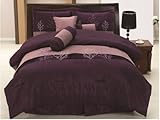 Chezmoi Collection 7 Pieces Faux Silk Purple & Lilac Embroidery Tree Design ....