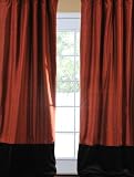 Thai Silk Velvet Banded Curtains Sienna & Espresso