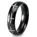 Black Plated Polished Tunsten Carbide Ring with Cross Cut-outs - Size 10.0