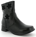 Lulu Too "Maisie" Girls Zip Up Basic Boots With Flower Detail - Black