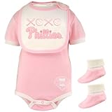 MLB Infant/Toddler Boys Philadelphia Phillies Onesie Bib & Bootie (Pink, 6-9 Months)
