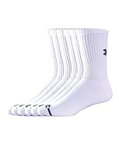 Under Armour Men's Charged Cotton Crew Socks (Pack of 6), White,Large
