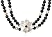 Freshwater Cultured Pearl, Black Agate and Mother-of-Pearl Flower Necklace, 18