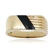 Mens Diagonal Onyx Ring Band in Solid Yellow Gold Size 9.5