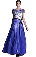 A-line Applique Sleeveless Empire   Waistline Prom Dress  with a Brush/Sweep Train 