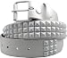 White Studded Leather Snap on Belt - 1.5