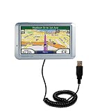 Coiled Power Hot Sync and Charge USB Data Cable w/ Tip Exchange for the Garmin Nuvi 710 - Gomadic Brand