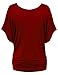 Amstt Womens Pure Color Short Sleeve Boat Neck Dolman Drape Tunics Top