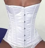 White Satin Victorian Vintage Shaper Corset Boned Lace Up Waist Cincher Dresses - LVG0867White
