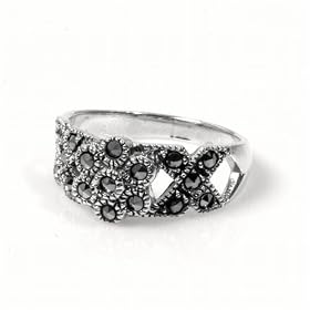 Sterling Silver Marcasite Rings - Flower - Sizes: 6-10 by Toltec Trading Company