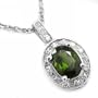 1.60ct Green Tourmaline&Diamonds Necklace 14k White Gold