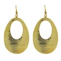 Gold Tone Rippled Oval Earrings