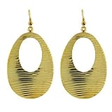 Gold Tone Rippled Oval Earrings