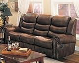 IMAGE OF Aiden Motion Sofa in Coffee Leather Like Fabric by Coaster Furniture