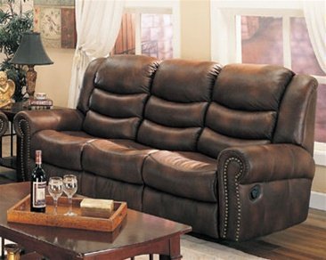 Aiden Motion Sofa in Coffee Leather Like Fabric by Coaster Furniture