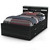 South Shore Cosmos Collection Full-Size Bookcase Headboard, Black Onyx and Charcoal