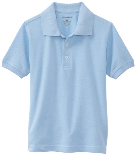 Eddie Bauer Little Boys' Uniform Short Sleeve Pique Polo Shirt,Light Blue,Large