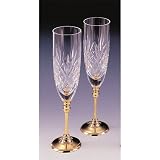 Gold-plated Pair of Crystal Fluted Goblets