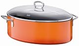 Silit 8-1/4-Quart Oval Roasting Pan with Lid, Wild Orange
