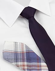 Limited Collection Textured Tie with Checked Handkerchief