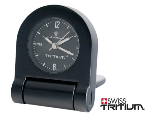 Smith & Wesson SWW-50-BLK Folding Travel Alarm Clock Tritium Black